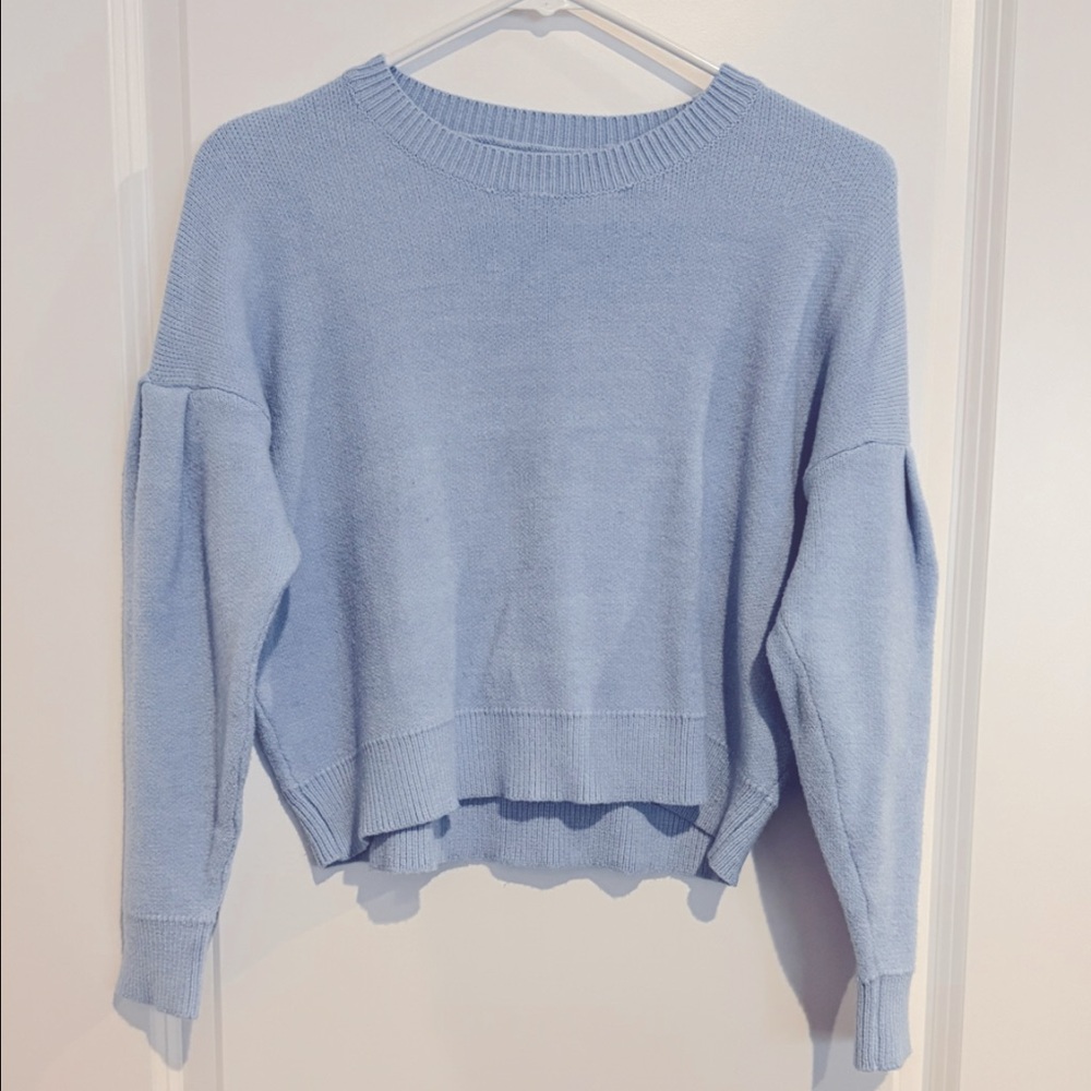 Woven Heart Sweater, Beautiful Light Blue, Size Medium - Picture 11 of 11